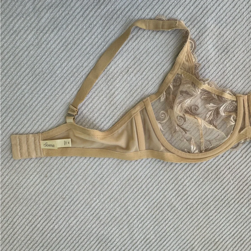 Soma Bra Beige Sheer Lace Underwire Embroidered 40C - Picture 12 of 14
